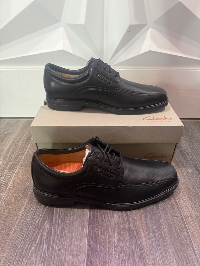 Clarks Un Kendric Way Black Leather Dress Shoe Sz 13